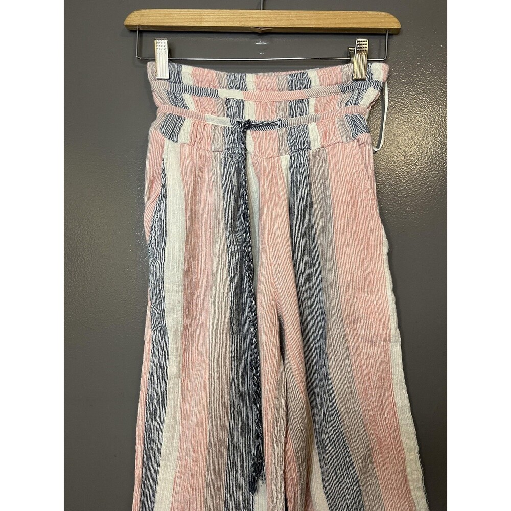 Free People Wide Leg Striped Pants in Pink, White & Blue